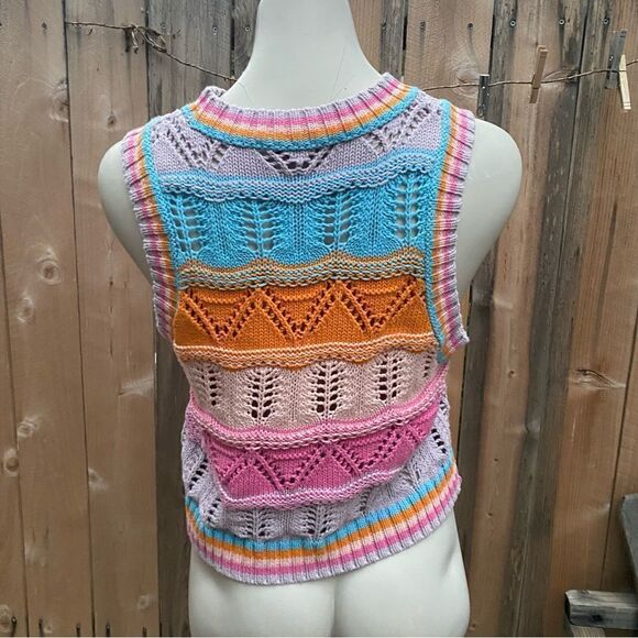 ZARA CROCHET KNIT TOP MULTICOLORED size small - Picture 4 of 6